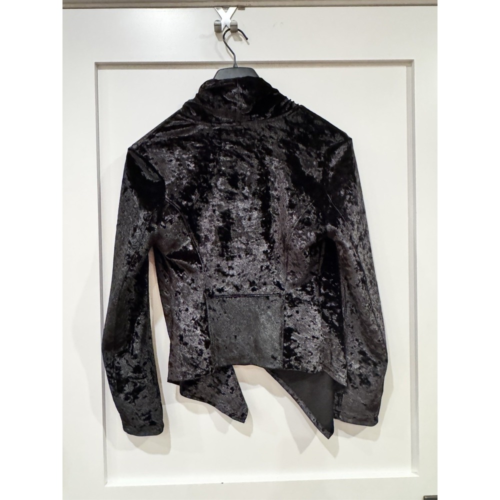 Blank NYC Black Crushed Velvet Asymmetrical Moto Jacket whimsy Womens Medium - Picture 4 of 8